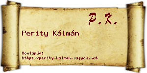 Perity Kálmán névjegykártya